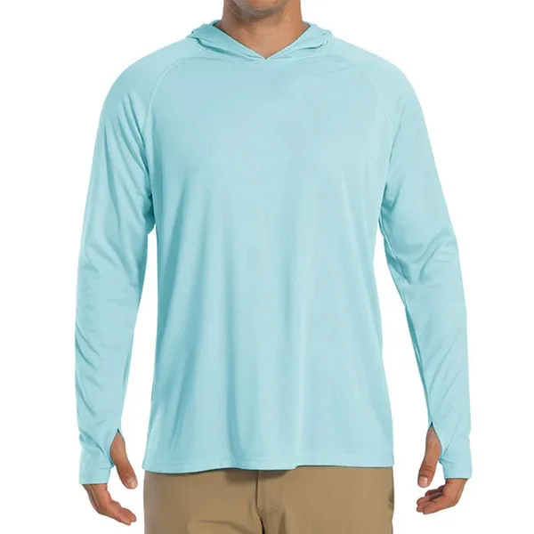 camicia a maniche lunghe, camicia con protezione solare, camicia con protezione uv, camicia con cappuccio, camicia ad asciugatura rapida