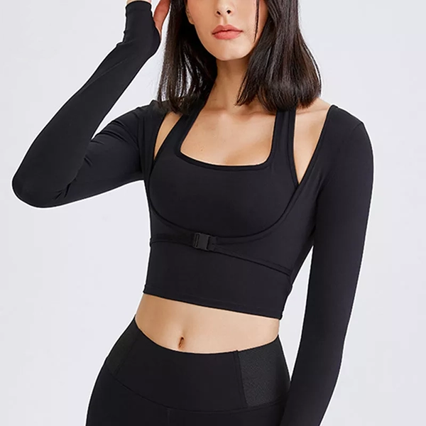 crop top, t-shirt a maniche lunghe, top sportivo, top da donna, t-shirt da palestra, t-shirt sportiva da donna, t-shirt da allenamento